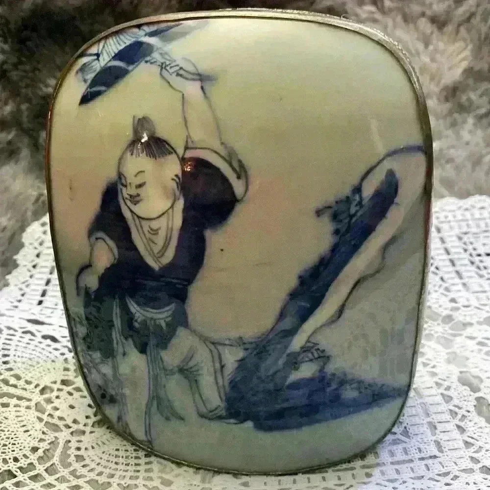 Vintage Porcelain Shard  Box/Silver plated copper. - Picture 16 of 16